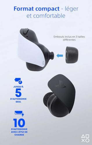 Playstation Sony, Écouteurs sans Fil Pulse Explore, Compatible 5, PC, Mac et Smartphones, Bluetooth, Double Connectivité, Réduction de Bruit, 10h d’Autonomie, Couleur : Midnight Black