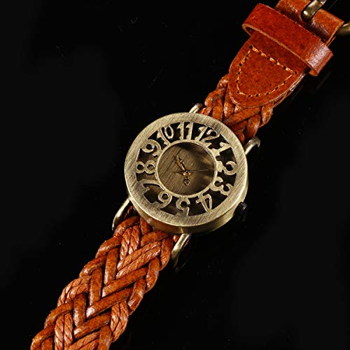 Relógio de pulso estilo retro com pulseira trançada de plutônio decoração de relógio de pulso de qua