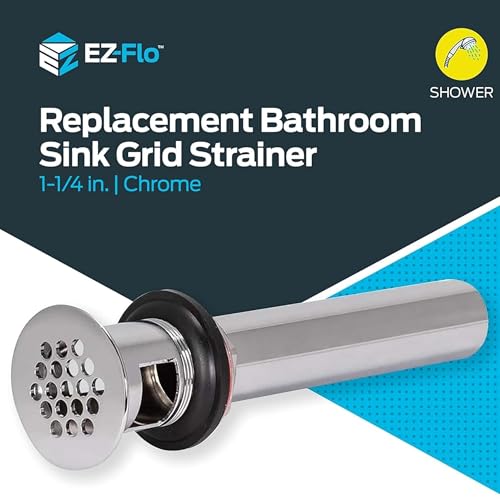 Image of EZ-FLO 1-1 /4 Inch x 8 Inch Replacement Bathroom Sink Grid Strainer, Chrome Plated, 35072