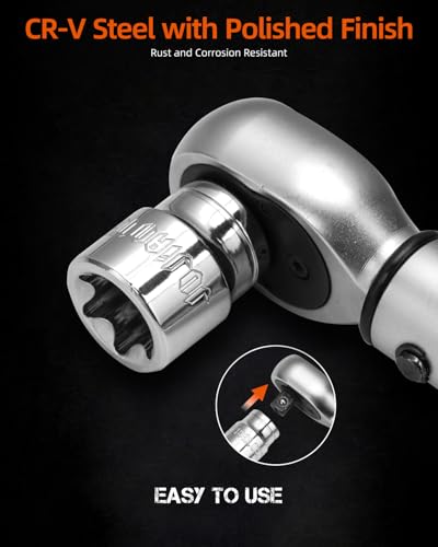 Image of 13-Piece E-Torx Socket Set with 6-Point Star Design - E4 to E20 Sizes, 1 /4 inch & 3 /8 inch Drive, Hardened CR-V Steel, Impact Wrench Compatible, Sturdy Molded Case