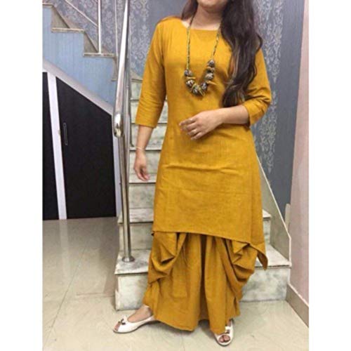 Image of Femezone Women's Linen Blend Cotton Dhoti Kurta Set