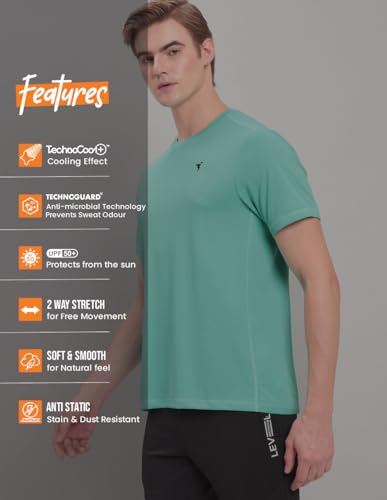 Image of TECHNOSPORT Men's Polyester Regular Fit T-Shirt