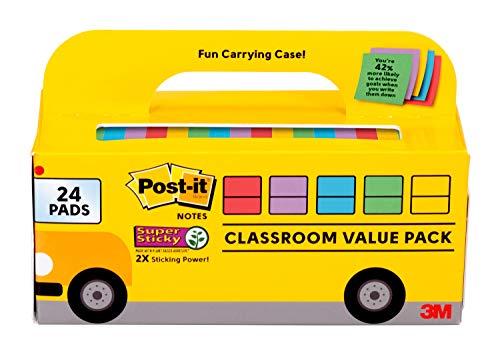 Post-it super adhésifs 76x76mm lot de 24 blocs pour fournitures de bureau