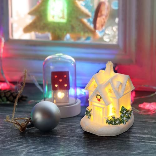 Edificios coleccionables de navidad en resina con luces para maquetas y alta decoración 7