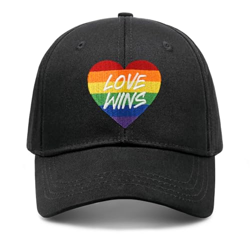 Image of Gay Pride Rainbow Trucker Hat for Men and Women LGBT Embroidered Adjustable Washable LGBTQ Baseball Cap Gifts
