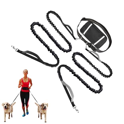 Yulokdwi Hund Zugseil - Reflektierendes Zuggeschirr Mit Bauchtasche Für Laufen Urban Travel Radfahren,Reflektierende Hundeleine Für Jogging, Wanderungen, Outdoor-Aktivitäten Und Camping
