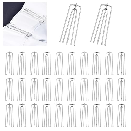 70 Piezas Ganchos de Cortina de Acero Inoxidable, 7 cm Ganchos de Pliegues para Cortina, Fácil Instalación, para Cortinas y Rieles, para Cortinas de Ventana, Atractivo y Funcional (Plateado)