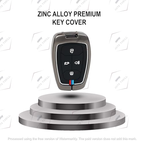 Image of AutoThrill Premium Metal Key Cover Compatible with Tata Harrier | Safari | Nexon | Altroz | Tigor | EV | Punch | Tiago EV Electric - 4 Button Smart Key Only (Black)