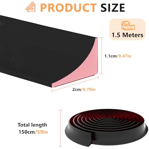 Image of HASTHIP 1.5m /59inch Silicone Water Stopper with Glue - Self Adhesive Collapsible Threshold Water Dam Barrier Strip Waters Stopper for Kitchen Slab Sink Dry and Wet Separation Strip