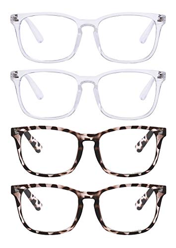 POLYREAL Blue Light Blocking Glasses for Women Men (white white leopard leopard)