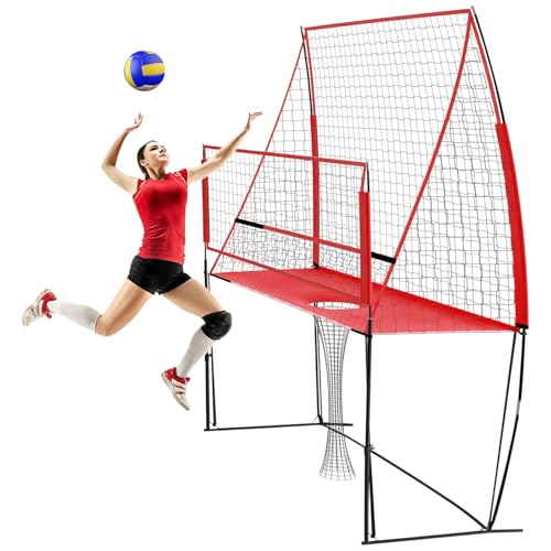 QUEMARQUE Volleyball Training Equipment, 8x11ft Volleyball Practice Net Station with Adjustable Height, Easy Assembly Hitting Serving Practice Volleyball Net for Backyard Indoor Outdoor