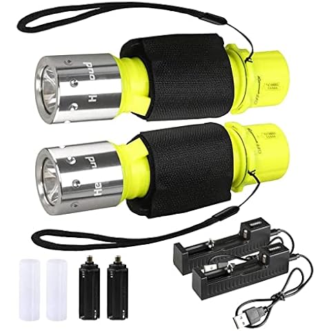 HECLOUD Diving Flashlight with Rechargeable Power Cover