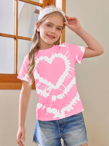 Image of Girls Short Sleeve T Shirts Kids Summer Tops Crewneck Tees 5-14 Years