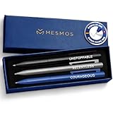 MESMOS 3Pk Luxury Fancy Pen Set, Cool Metal Ballpoint Pens, Office Supplies and Desk Accessories for Men, Unique Birthday Gifts for Men Who Have Everything, Engraved Black Ink Nice Pens