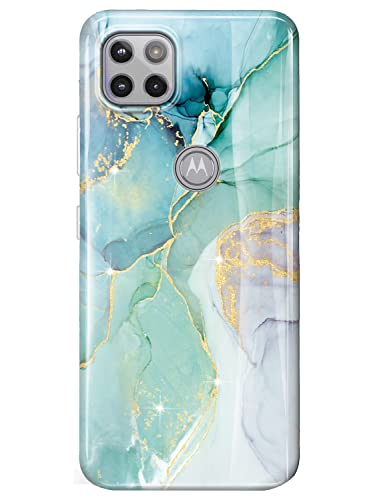 luolnh Moto One 5G ACE Case,Moto G 5G Cace,Marble Glitter Brilliant Cute Design Soft Silicone Rubber TPU Bumper Cover Phone Case for Motorola Moto One 5G ACE/Moto G 5G-Abstract Mint