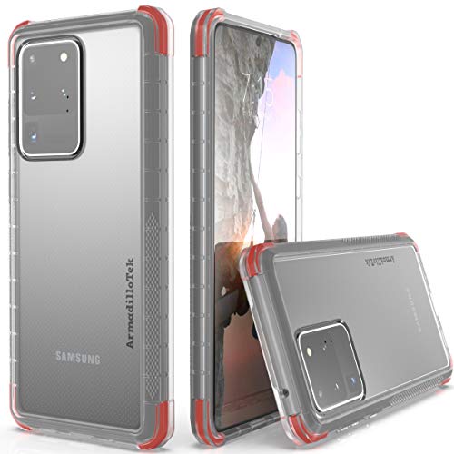 ArmadilloTek Cyber Ranger Designed for Samsung Galaxy S20 Ultra Case (2020 Release) - Clear/Red