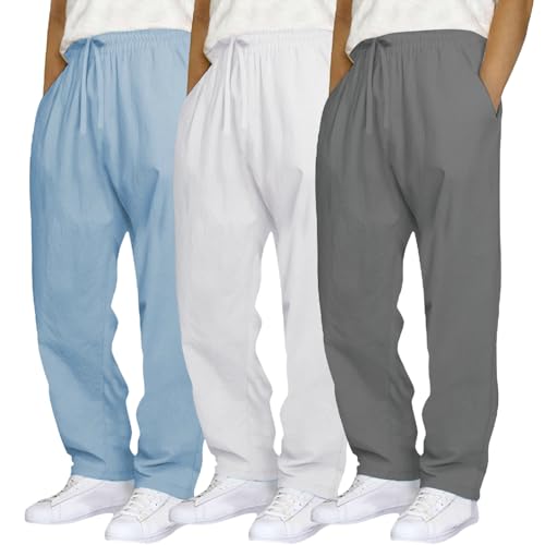 3 Pack Baggy Sweatpants Men Joggers Wide Leg Elastic Waist Drawstring Jogging Pants Open Bottom Workout Trousers