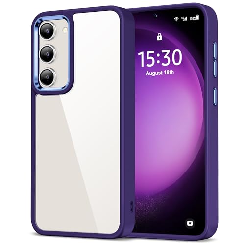 HOOMIL Case for Samsung Galaxy S23 (ONLY, Not Fit Plus, FE, Ultra), Non-Yellowing, Drop Protection, Anti-Scratch Transparent Hard Back Phone Cover - Dark Purple