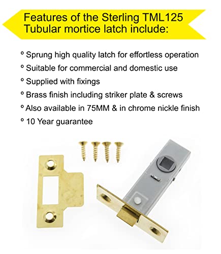 Sterling TML125 Internal 2 1/2" 65mm Brass Tubular Mortice Latch 2.5" 10 Pack - Image 3