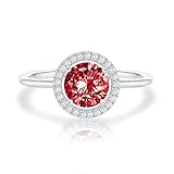 PAVOI Crystal 14K White Gold Plated Birthstone Rings | White Gold Rings for Women | Ruby Ring