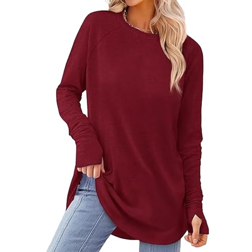 Risipu Maglione da Donna a Maniche Lunghe, Top a Girocollo,