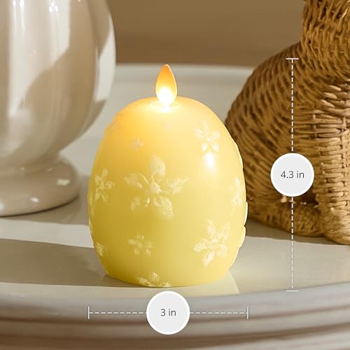 Image of Luminara Flameless Candle Crystal Beads Glitter Sphere, Unscented Real Wax LED Candle, Timer, Holiday Decoration Centerpiece (Lemon Chiffon Floral)