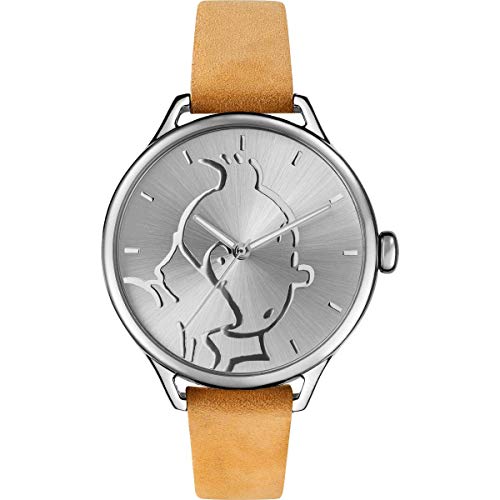 Montre en cuir beige TINTIN silver 015328 pour un style intemporel