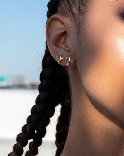 Gold Earrings for Women Trendy 14K Gold Plate Stud Earrings Small Dainty Hypoallergenic Simple Minimalist Star Earrings jewelry Gifts for Her3