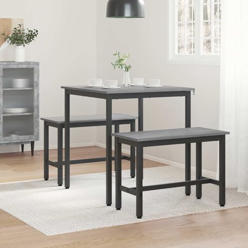 Table à manger rectangulaire en métal 70x70x75 cm avec surface en bois - 3