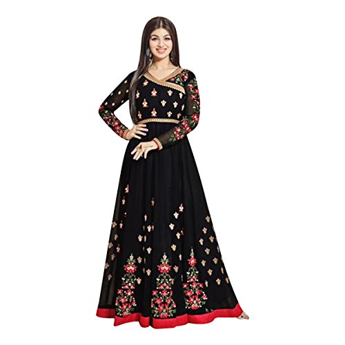 Robe Anarkali noire brodée pour célébrer vos racines et briller avec fierté