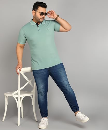 Image of INKKR Plus Size Men's Regular Fit Solid Polo Tshirt