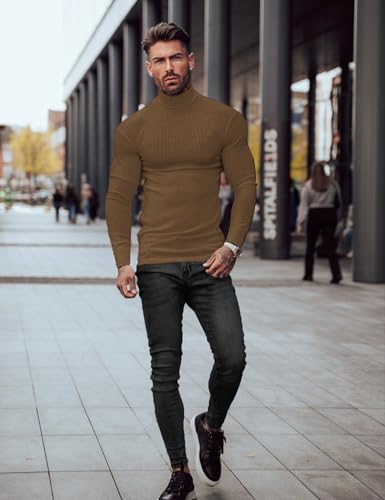JoZorro Mens Mock Neck T Shirts Pullover High Neck Turtleneck Premium Cotton Long Sleeve Sweaters for Men2