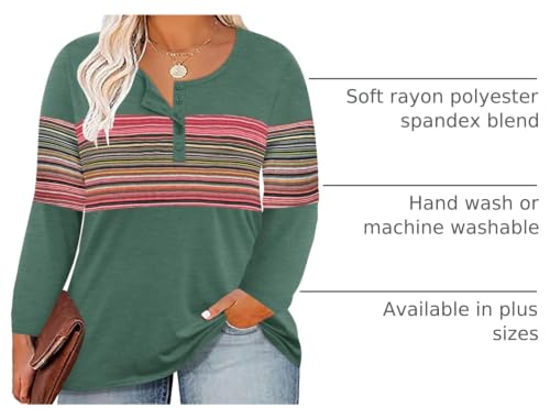 Image of CARCOS Plus Size Tops for Women Long Sleeve Fall Tunic Color Block Camo /Plaid /Leopard /Fall Blouse Crewneck Tshirt XL-5XL