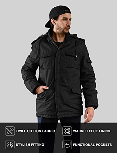 WenVen Men's Winter Military Thicken Parka Jacket Warm Coat with Removable Hood4