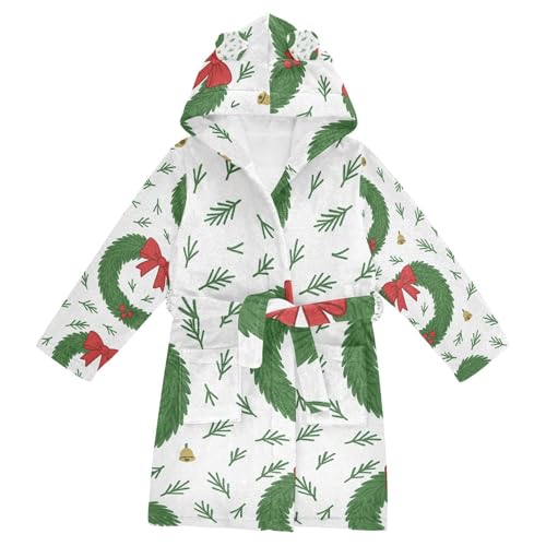 Seamless Wreaths Pattern Hooded Bathrobe For Girls Robe For Girls