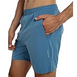 GRAMVAL Running Shorts 6" Quick Dry Gym Athletic Workout Shorts for Men with Pockets Steal Blue