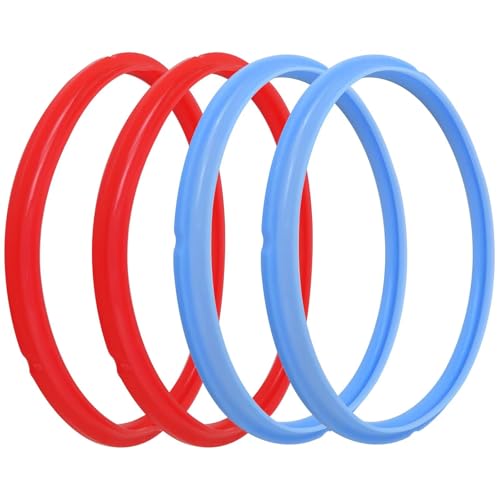 Juego de 4 juntas de silicona para olla de presión eléctrica de 5 y 6 cuartos, accesorios de repuesto, 2 azules + 2 rojas miniatura 1