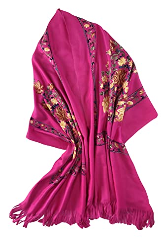 Urban CoCo Women's Embroidered Tassel Long Shawl Oversize Scarf Wraps for Women2