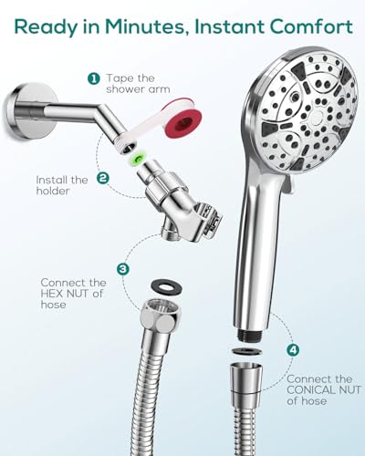 Filtered Shower Head with Handheld: High Pressure 8-Setting Showerhead for Hard Water, Det - image 6