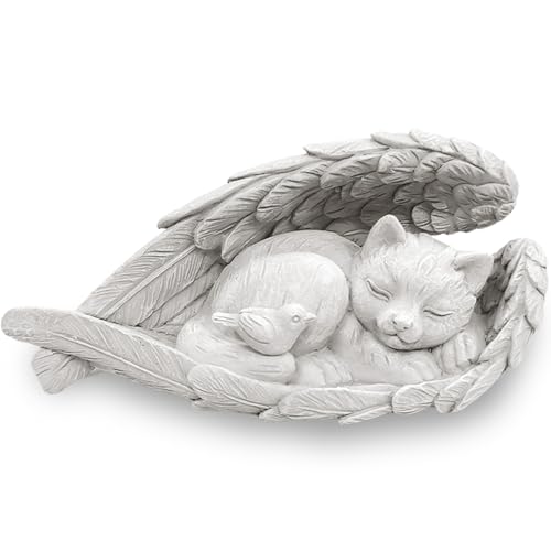 Onperpoe Grabstein Katze mit Engelsflügeln Katze Engel Gedenkstein für Draußen Tiergrabstein Polyresin Katzenfigur Garten Wunderschönes Andenken Zuhause Grabschmuck Deko Geschenke für Katzenliebhaber Onperpoe Grabstein Katze mit Engelsflügeln Katze Engel Gedenkstein für Draußen Tiergrabstein Polyresin Katzenfigur Garten Wunderschönes Andenken Zuhause Grabschmuck Deko Geschenke für Katzenliebhaber