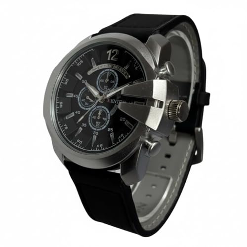 Image of Modern Armor Chronograph Wrist Watch for Men | Heavy Dial Stylish Analog Watch | Premium Black Metal Strap | Available in Black & White Dial inch