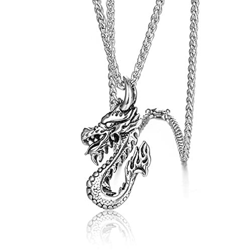 Pendentif dragon pour homme collier anniversaire fermoir mousqueton