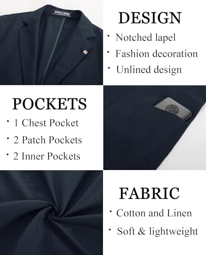 Image of PJ PAUL JONES Mens Casual Blazer Lightweight Linen Sport Coat 2 Button Unlined Suit Jackets