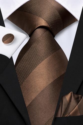 Image of Hi-Tie Men's Silk Ties Formal Woven Classic Necktie Pocket Square Cufflinks Lapel Pin Set Wedding Business
