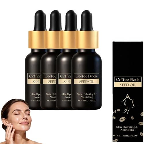 Aceite de comino negro de café, 30 ml de aceite facial profundamente hidratante y nutritivo con vitamina E, semillas de café y aceite de ricino, aceite hidratante ligero para una piel reafirmante y