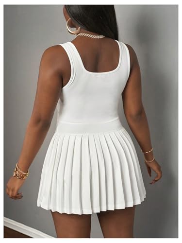 Floerns Women's Plus Size Tennis Dress with Built in Shorts Pleated Flared Mini Tank Dresses2