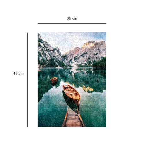 Puzzle 500 pièces : Les barques du lac de Braies Italie Ravensburger Nathan - vue 7