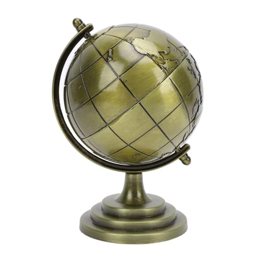 Metal Globe with Stand, 360° Rotating Alloy Educational World Globe for Office School Classroom Desktop Decor
