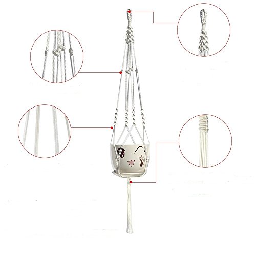 Goomp Suspension Plante Macrame,Suspension Corde Plante Solide Corde de Coton pour Balcon Décoration du Jardin,89 cm,2 Pièces