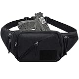 Concealed Carry Pistol Waist Bag - LarKoo Tactical Conceal Carry Pistol Bag Fanny Packs Handgun Holster Pouch with Bottle&Gun Holder Fits 1911 Glock etc